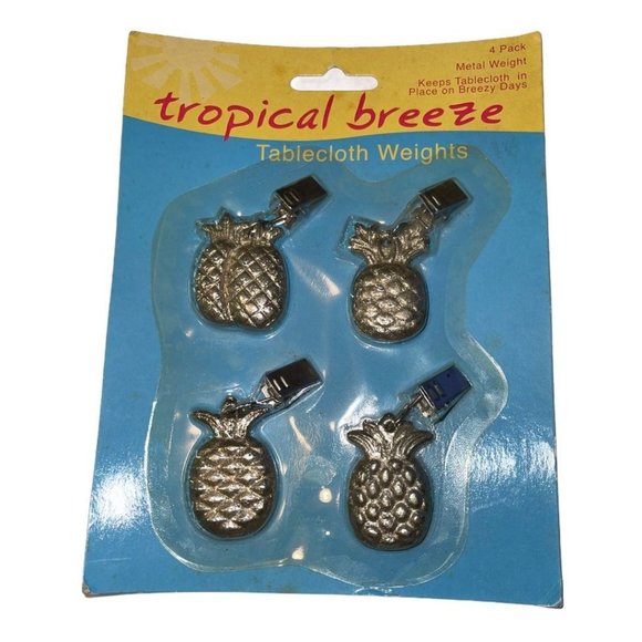 Vintage Tropical Breeze 4 Piece Tablecloth Weights Pineapple Design - Picture 2 of 6